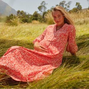 The Nines by HATCH Floral Pink Maxi Dress